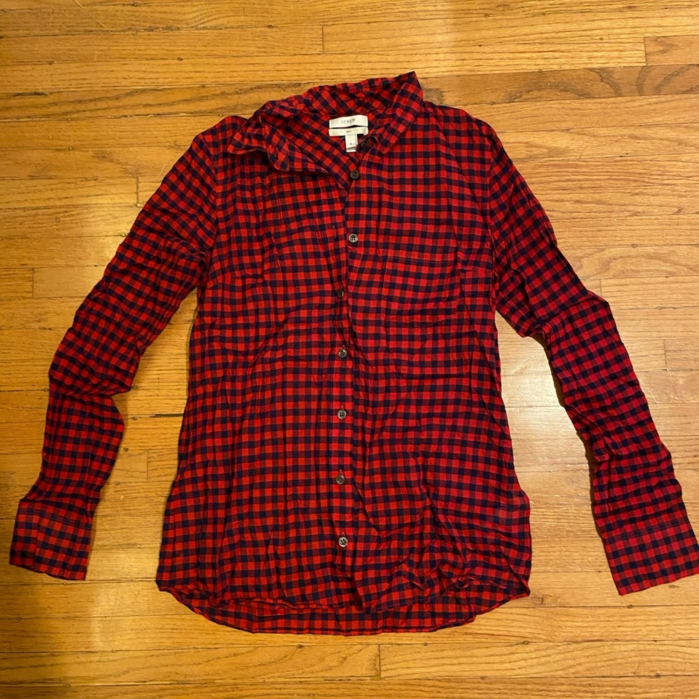 JCrew Red and Blue Check Blouse